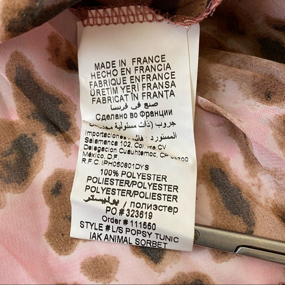 Bebe Popsy Tunic IAK Animal Sorbet print medium Sheer Lightweight Y2K France - Picture 4 of 9